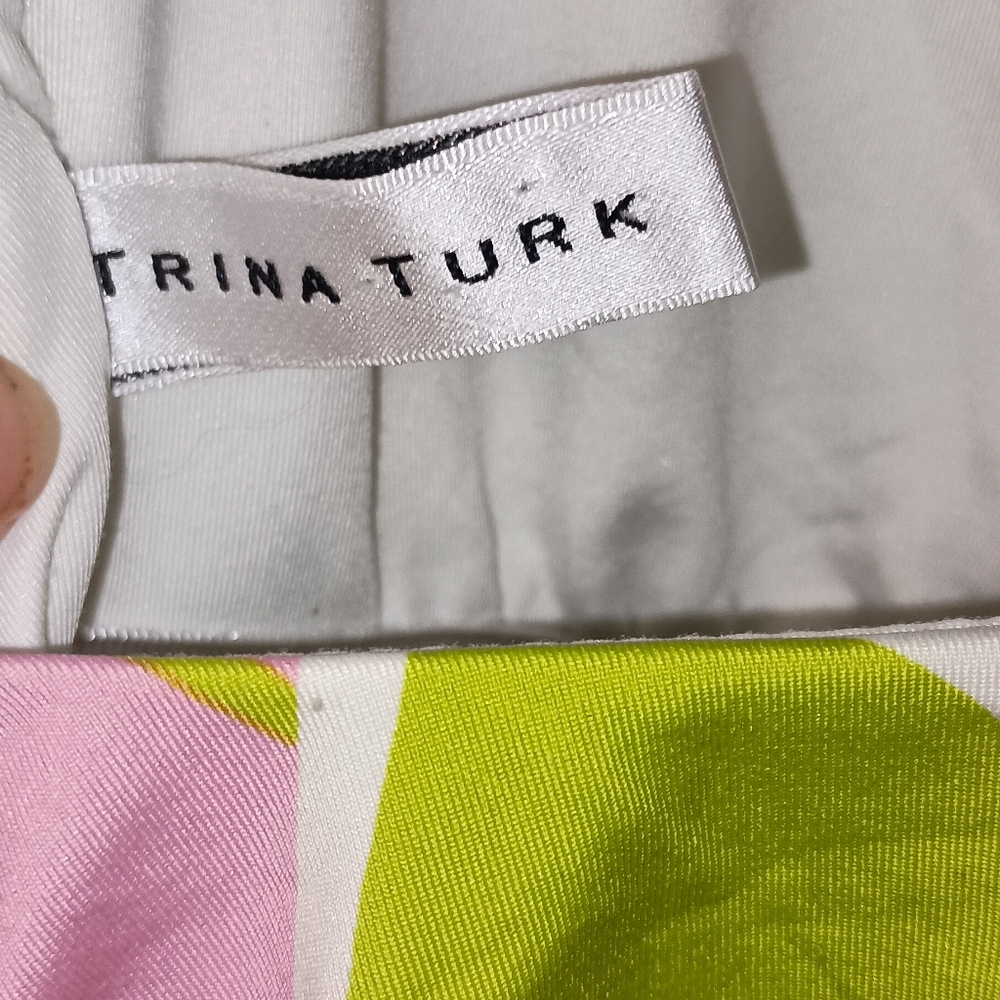 Trina Turk Pink Green La Palma Off The Shoulder One Piece S Swimsuit Bodysuit - Picture 7 of 7
